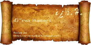 Árva Humbert névjegykártya